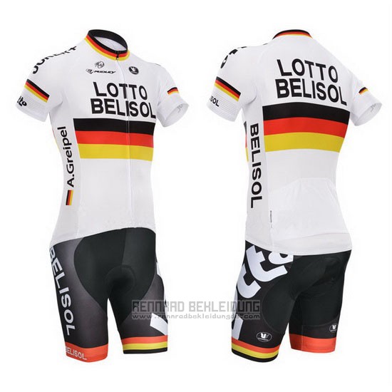 2014 Fahrradbekleidung Lotto Belisol Campion Deutschland Trikot Kurzarm und Tragerhose